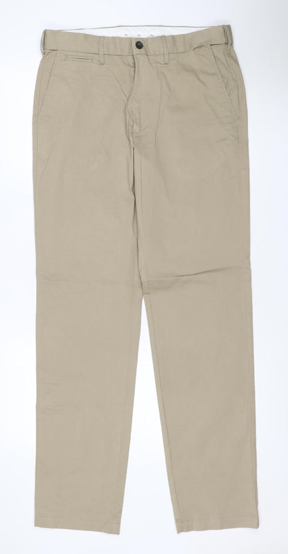 Marks & Spencer Men’s Beige 32in Straight Chino Trousers Adjustable Waist