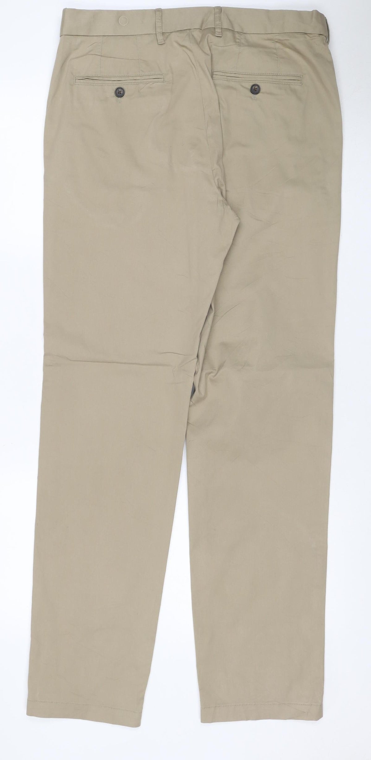 Marks & Spencer Men’s Beige 32in Straight Chino Trousers Adjustable Waist