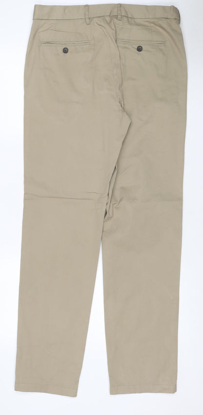 Marks & Spencer Men’s Beige 32in Straight Chino Trousers Adjustable Waist