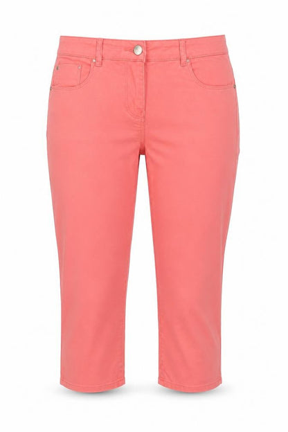 Red Herring Women Pink UK 12 Cropped Straight Leg Cotton Trousers