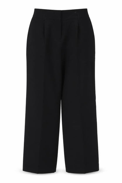 Front view of Dorothy Perkins Women Black UK 12 Wide Leg Tailored Dress Trousers