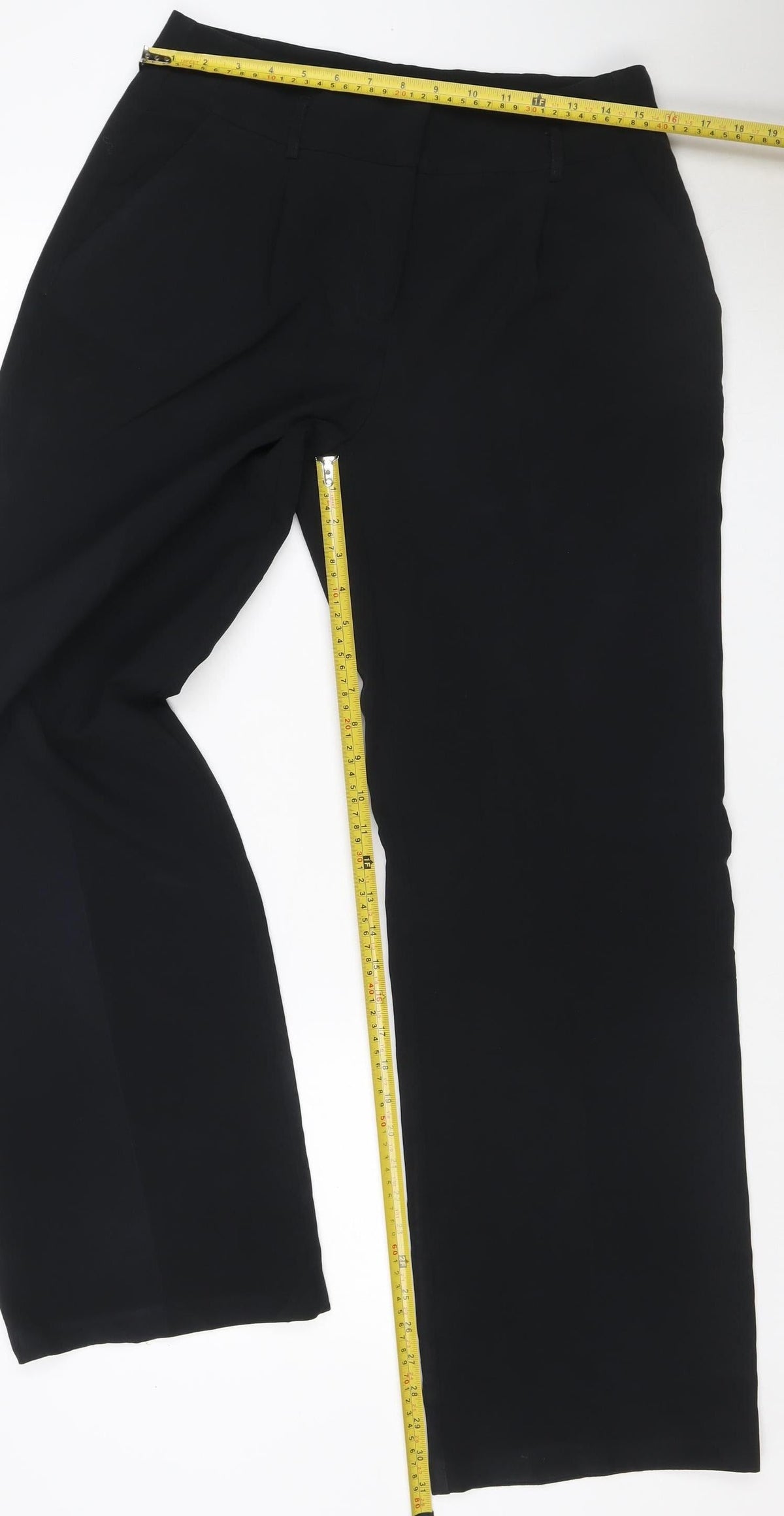 Close-up detail of Dorothy Perkins Women Black UK 12 Wide Leg Tailored Dress Trousers