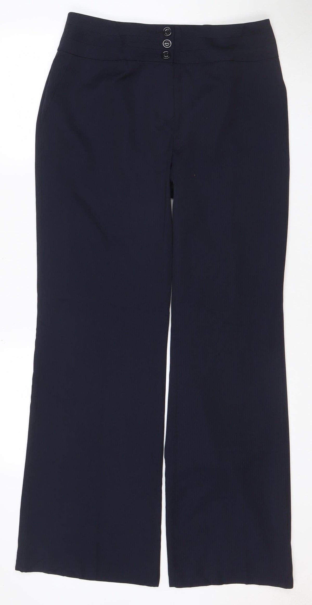 Marks & Spencer Women Black UK 12 Long Wide-Leg Tailored Trousers