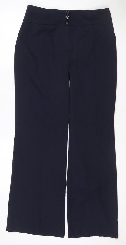 Marks & Spencer Women Black UK 12 Long Wide-Leg Tailored Trousers