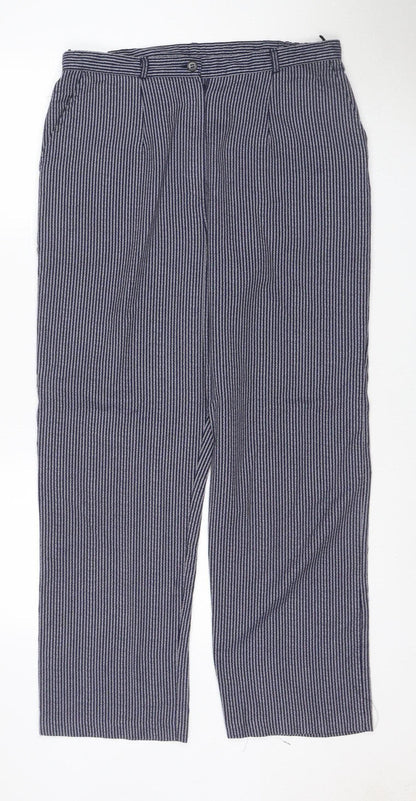 Country Collection Women’s Blue Stripe Trousers UK 16 30L Straight Leg