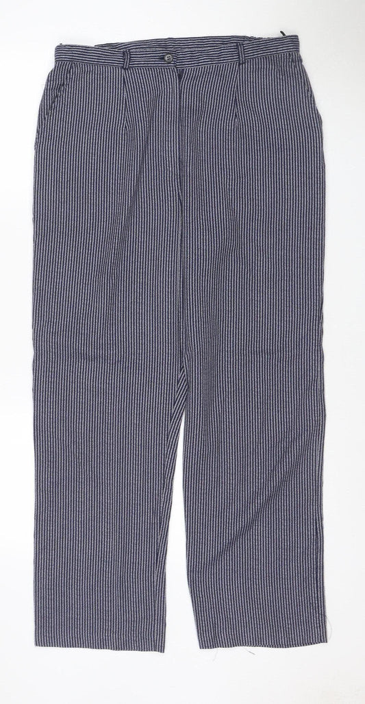 Country Collection Women’s Blue Stripe Trousers UK 16 30L Straight Leg