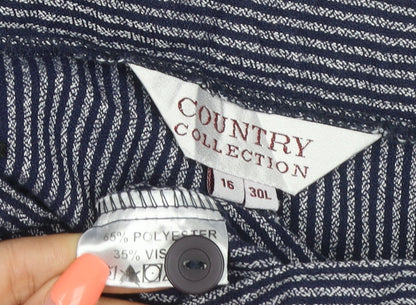Country Collection Women’s Blue Stripe Trousers UK 16 30L Straight Leg