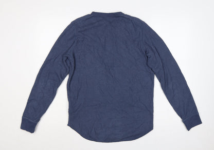 Uniqlo Men's Blue XS Waffle Knit Thermal Henley Long Sleeve T-Shirt