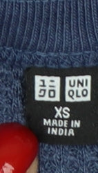 Uniqlo Men's Blue XS Waffle Knit Thermal Henley Long Sleeve T-Shirt