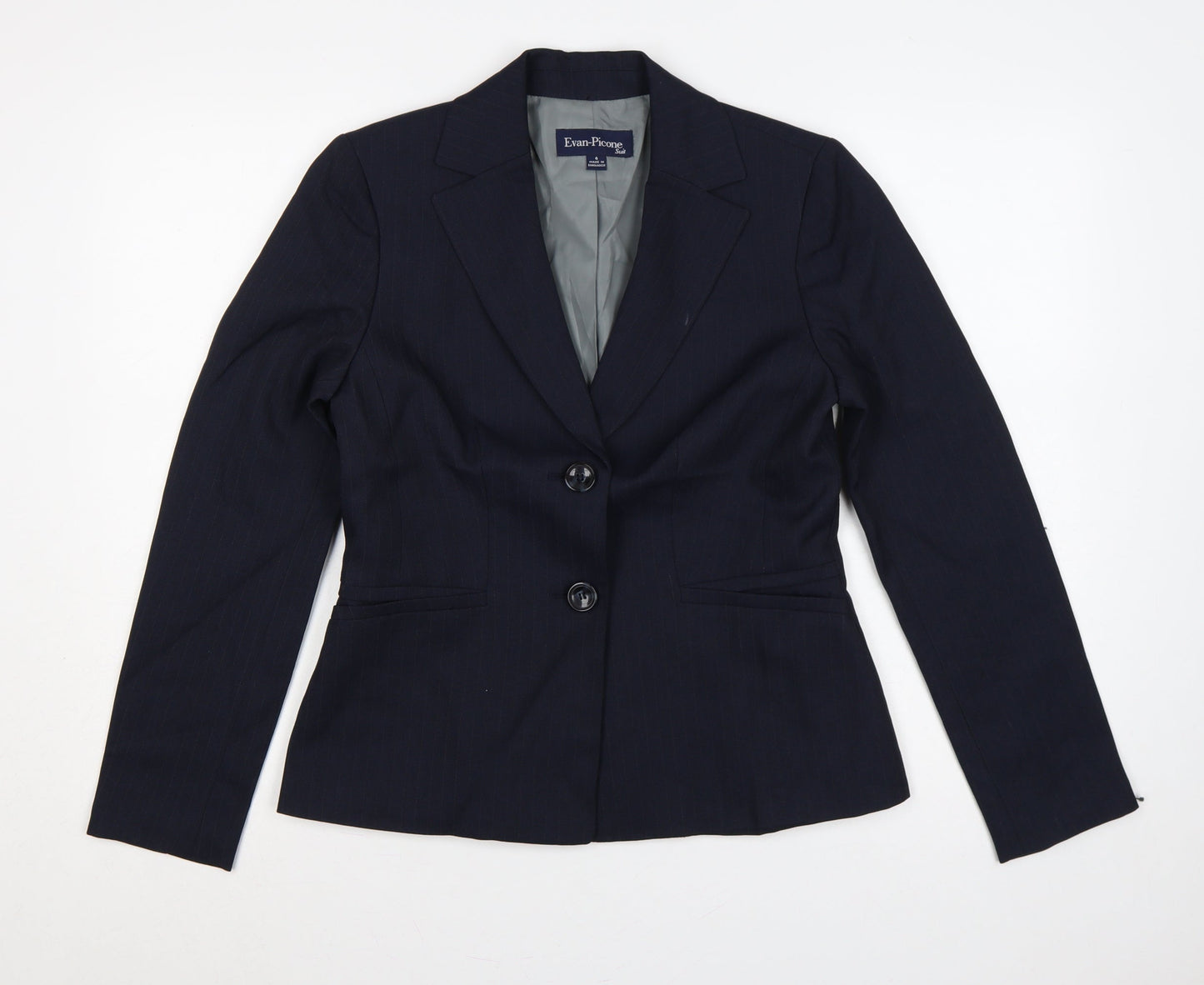 Evan-Picone Women Blue Pinstripe Blazer Size 4 Tailored Lined