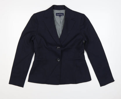 Evan-Picone Women Blue Pinstripe Blazer Size 4 Tailored Lined