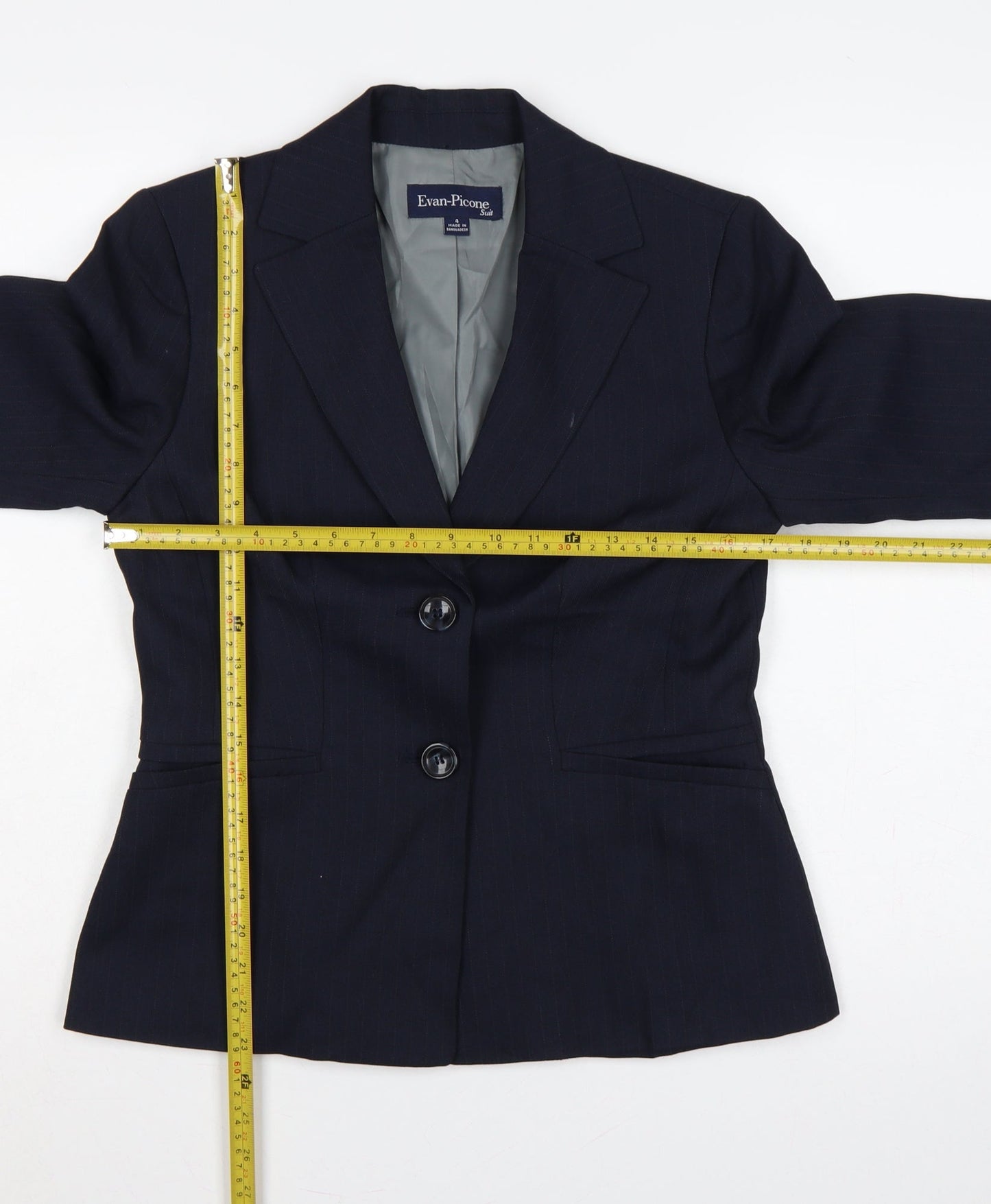 Evan-Picone Women Blue Pinstripe Blazer Size 4 Tailored Lined