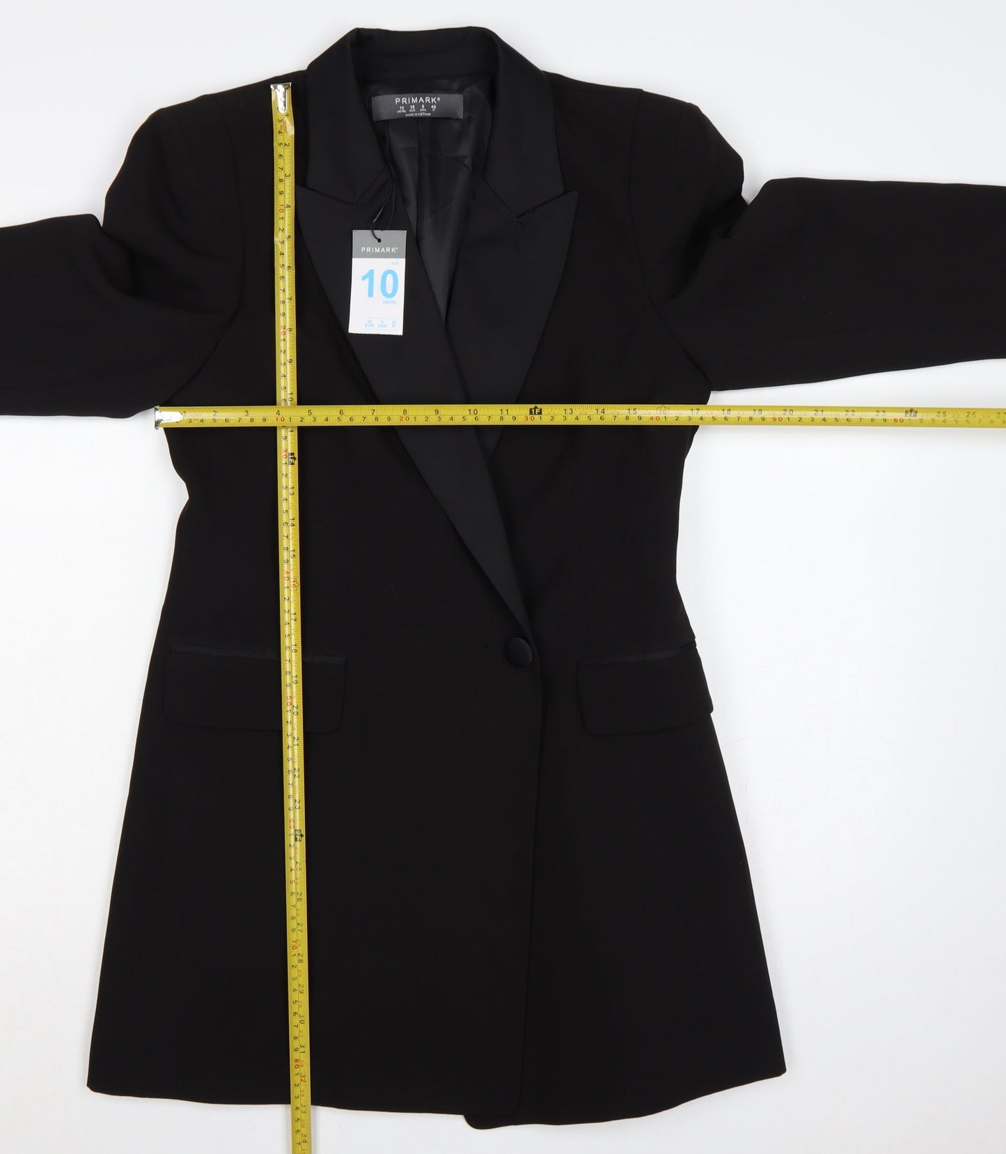 Primark Women’s Black UK 10 Tuxedo Blazer Shawl Lapel Formal Jacket