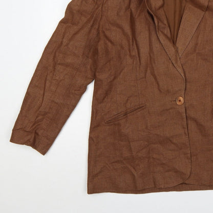 Braemar Women Brown Size 14 Lined One Button Notch Lapel Blazer