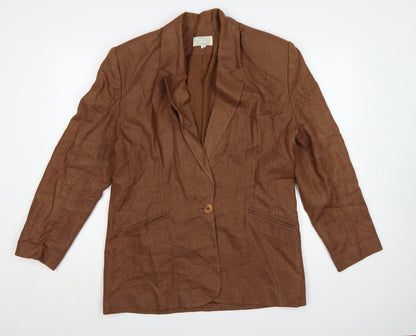 Braemar Women Brown Size 14 Lined One Button Notch Lapel Blazer