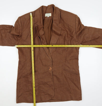 Braemar Women Brown Size 14 Lined One Button Notch Lapel Blazer