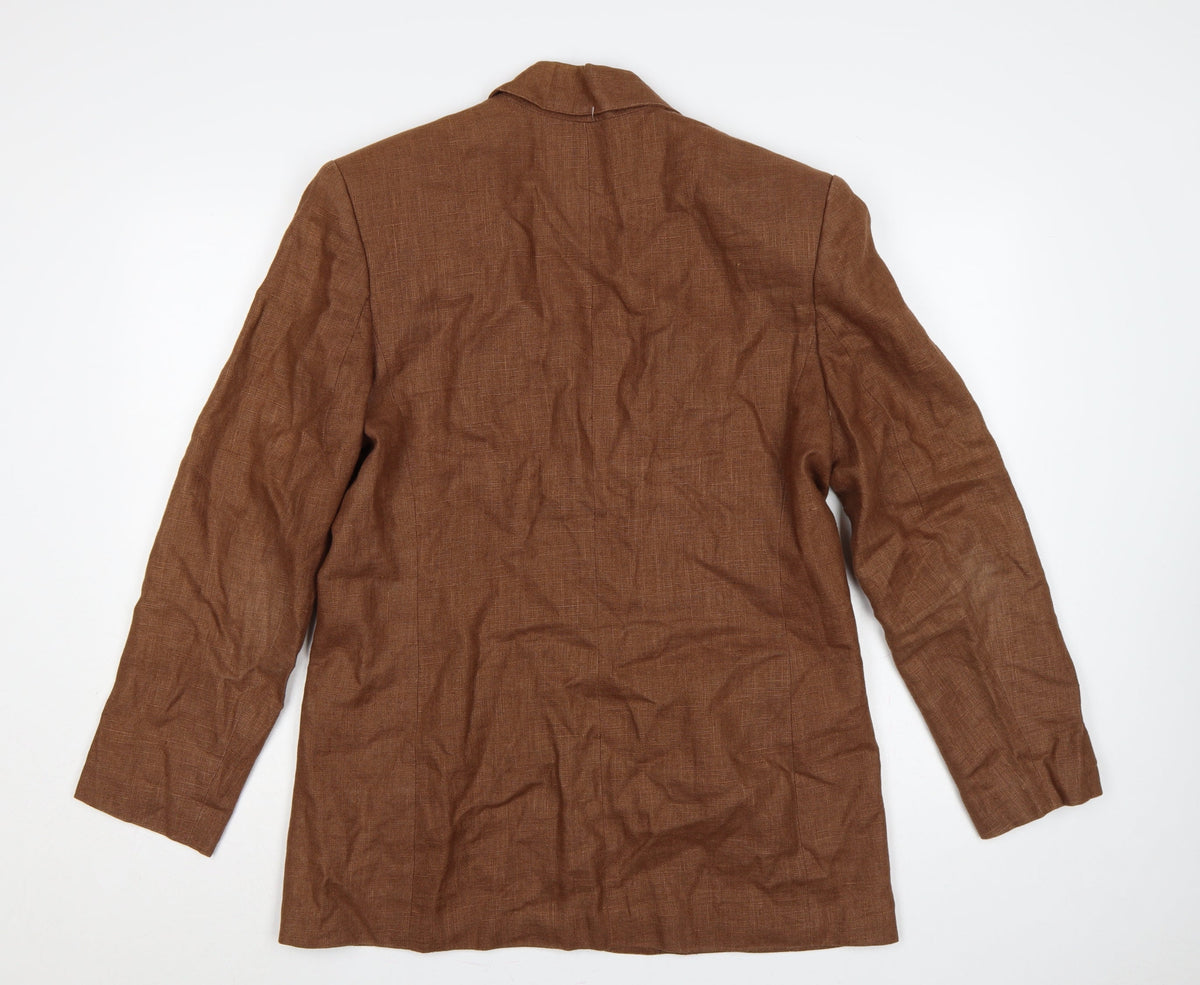 Braemar Women Brown Size 14 Lined One Button Notch Lapel Blazer