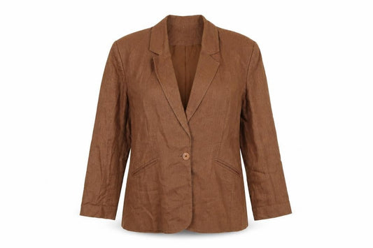 Braemar Women Brown Size 14 Lined One Button Notch Lapel Blazer