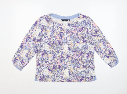 Isle Essentials Women Multicoloured Floral Cotton Jersey Top UK 14
