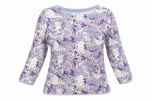 Isle Essentials Women Multicoloured Floral Cotton Jersey Top UK 14