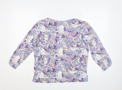 Isle Essentials Women Multicoloured Floral Cotton Jersey Top UK 14