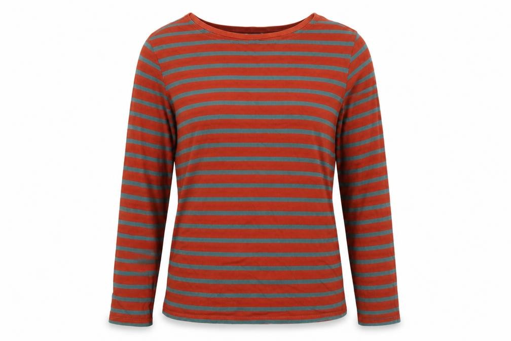 Seasalt Women’s Orange Teal Striped Sailor Jersey Top UK 10
