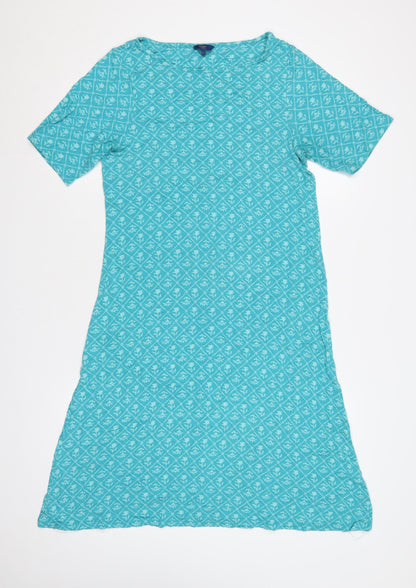 Cotton Traders Women Blue UK 12 Floral Maxi Jersey Stretch Dress