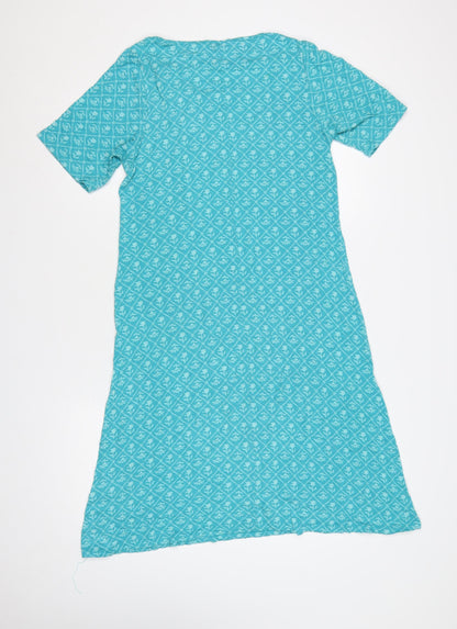 Cotton Traders Women Blue UK 12 Floral Maxi Jersey Stretch Dress