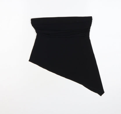 Urban Outfitters Women Black S Strapless Asymmetric Ruched Crop Top