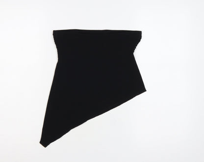 Urban Outfitters Women Black S Strapless Asymmetric Ruched Crop Top