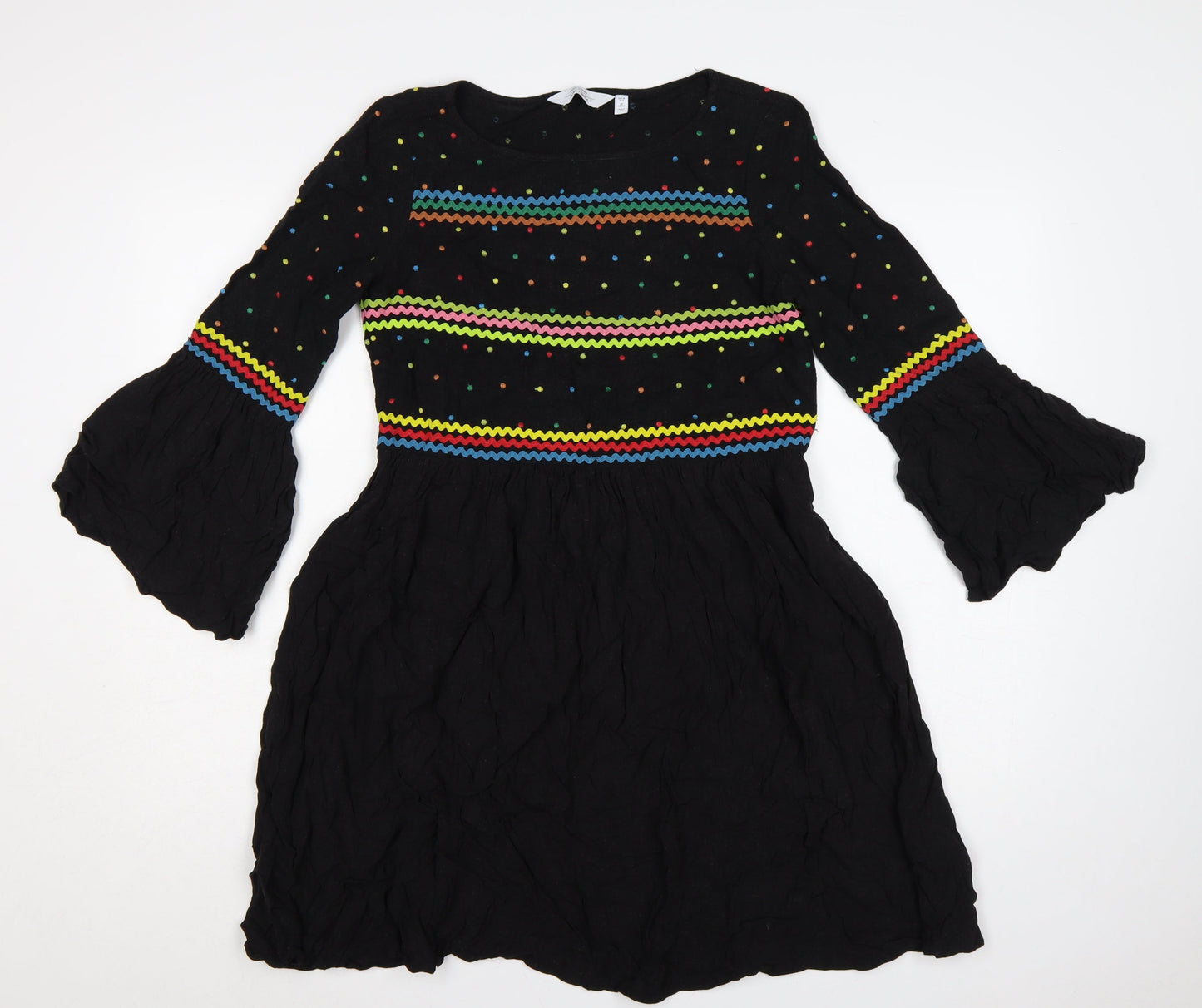 & Other Stories Women Black UK 8 Fit & Flare Bell Sleeve Dress