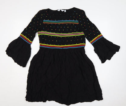 & Other Stories Women Black UK 8 Fit & Flare Bell Sleeve Dress