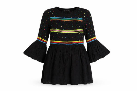 & Other Stories Women Black UK 8 Fit & Flare Bell Sleeve Dress