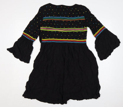 & Other Stories Women Black UK 8 Fit & Flare Bell Sleeve Dress