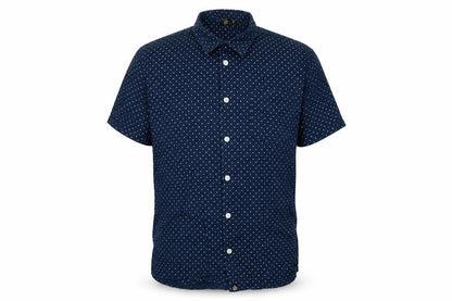 Admiral Men’s Navy Polka Dot Cotton M Short Sleeve Button-Up Shirt