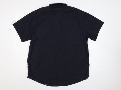 Zeepmayer Men’s Blue 2XL Striped Short Sleeve Button-Up Shirt