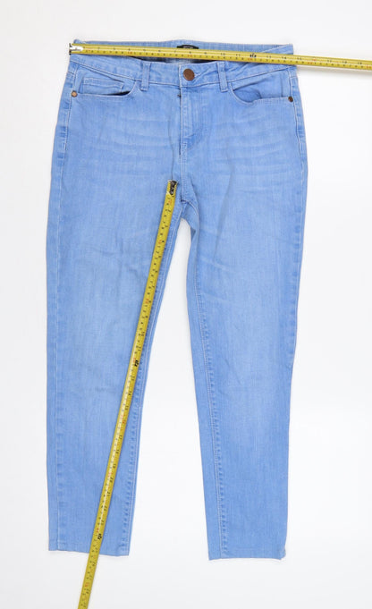 F&F Women’s Blue Skinny Stretch Jeans UK 10 Light Wash Mid Rise