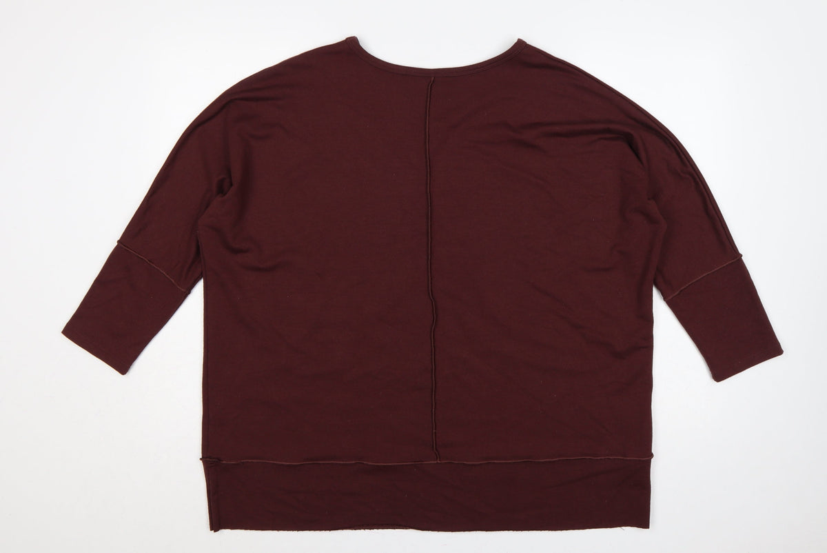 Spanx Women’s Red UK 16-18 Relaxed Pullover Sweatshirt 3/4 Sleeve