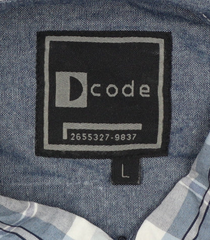 Dcode Men’s Blue Plaid Check Long Sleeve Button-Up Shirt L Casual