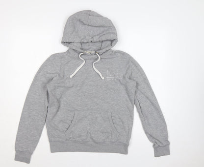 Jack Wills Women's Grey UK 10 Pullover Hoodie Logo Drawstring