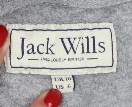 Jack Wills Women's Grey UK 10 Pullover Hoodie Logo Drawstring