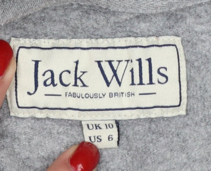 Jack Wills Women's Grey UK 10 Pullover Hoodie Logo Drawstring