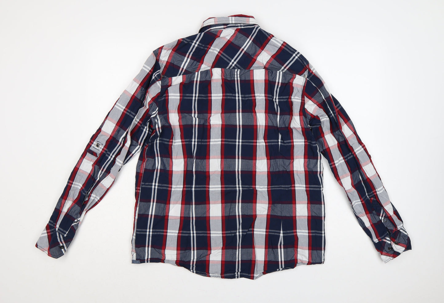 Dcode Men’s Multicoloured Plaid Cotton Long Sleeve Button-Up Shirt L