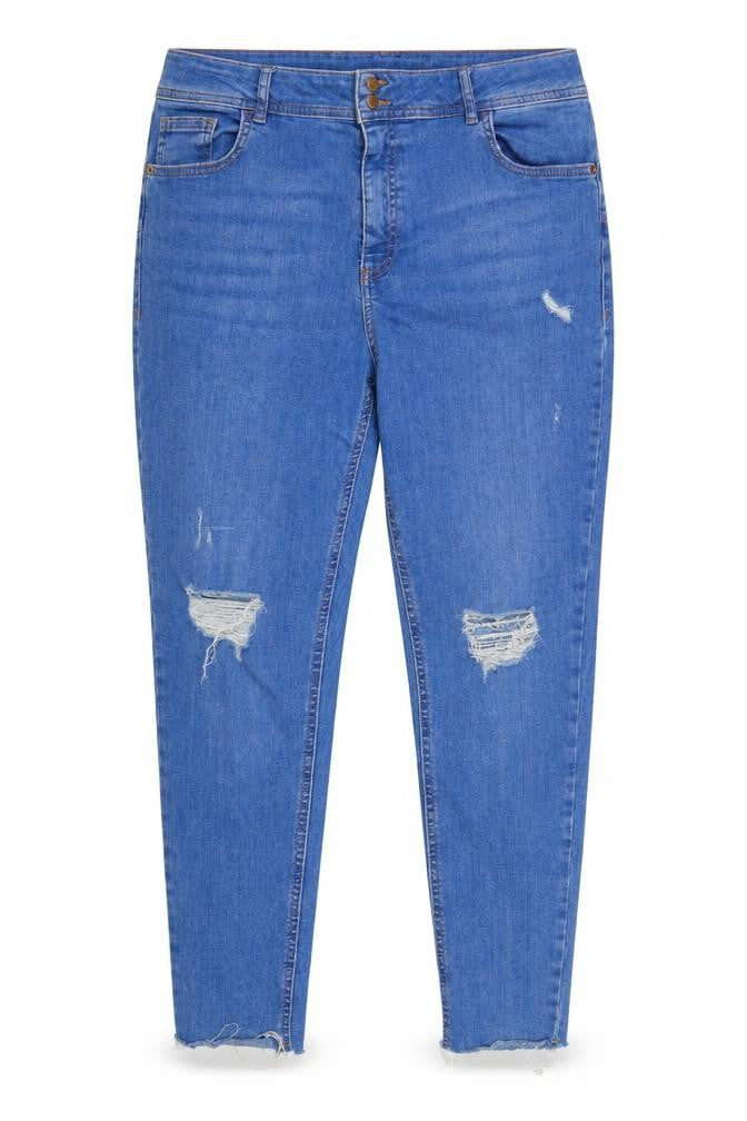 F&F Women’s Blue UK 18 Skinny Distressed High Rise Stretch Jeans