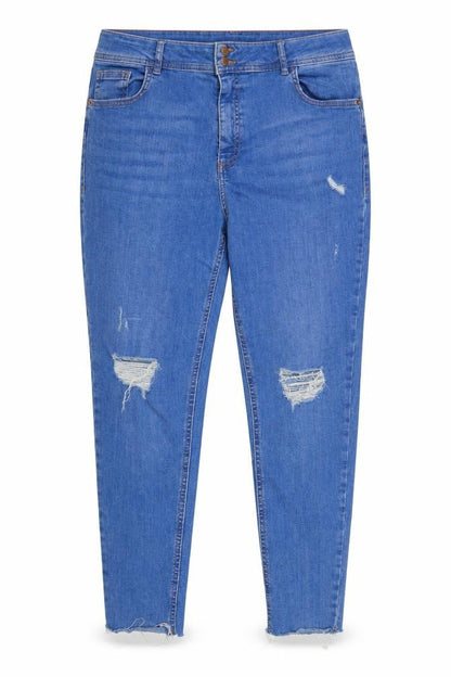 F&F Women’s Blue UK 18 Skinny Distressed High Rise Stretch Jeans