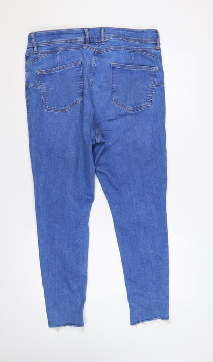 F&F Women’s Blue UK 18 Skinny Distressed High Rise Stretch Jeans