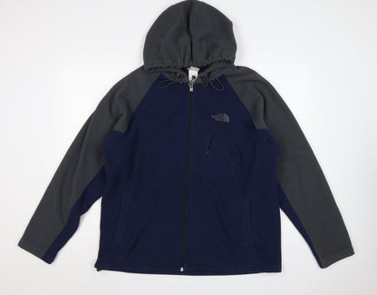 The North Face Men’s Blue Grey L Hooded Full Zip Fleece Jacket