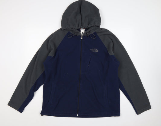 The North Face Men’s Blue Grey L Hooded Full Zip Fleece Jacket