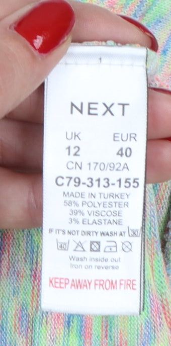 Next Women Multicoloured Size 12 Jersey Knit Raglan Long Sleeve Top