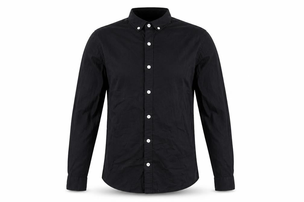 New Look Men Black M Muscle Fit Button-Down Long Sleeve Shirt